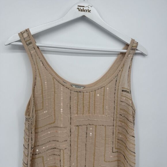 Guess Blush Beaded Sequin Tank Top Y2k Style Size Small - Picture 2 of 10